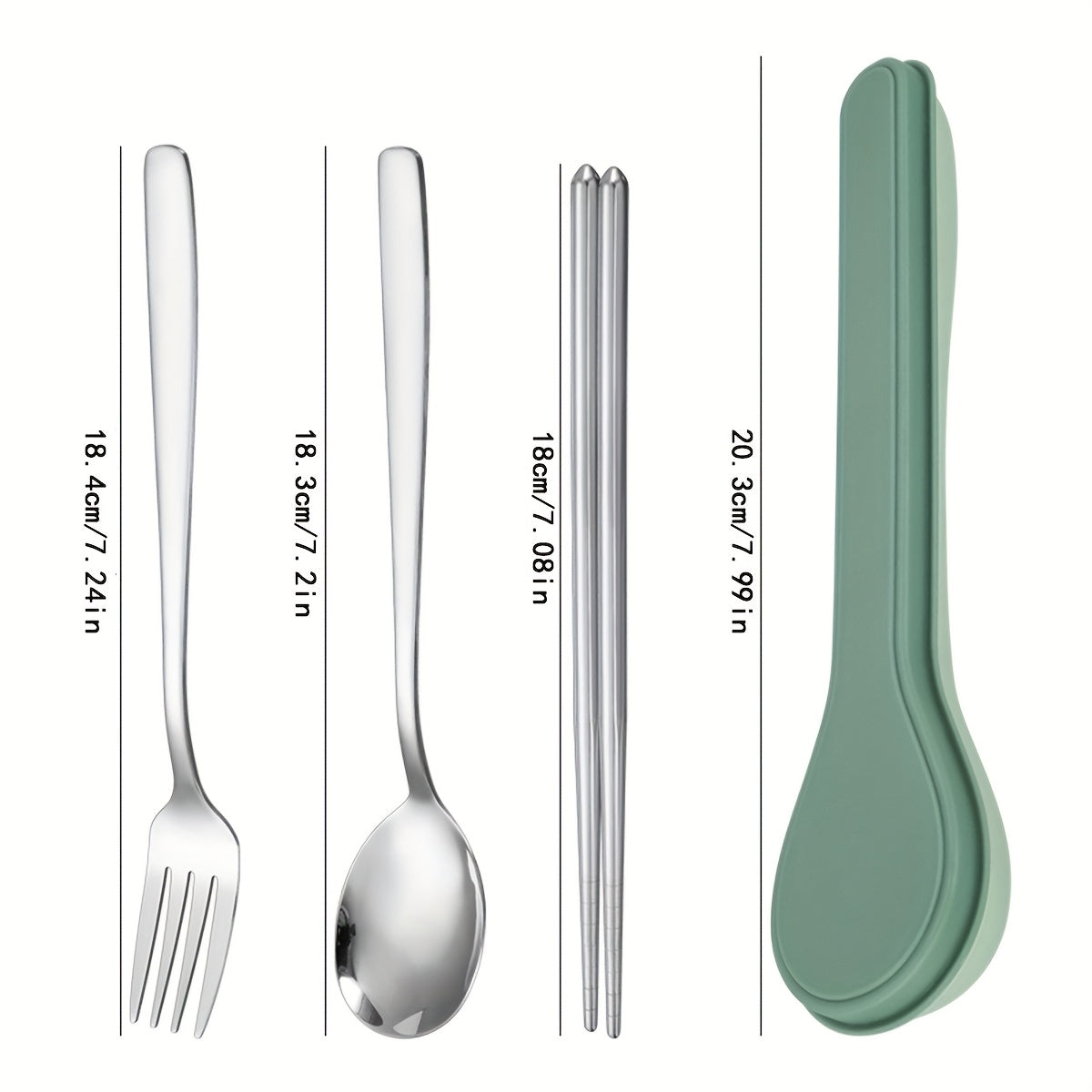Portable Cutlery Set Stainless Steel Chopsticks Spoon Fork Student Outdoor Three-Piece Set Company Gift for Customers Spoon Portable Cutlery Storage Box Set Outdoor Travel Three-Piece Set Spoon Soup Spoon