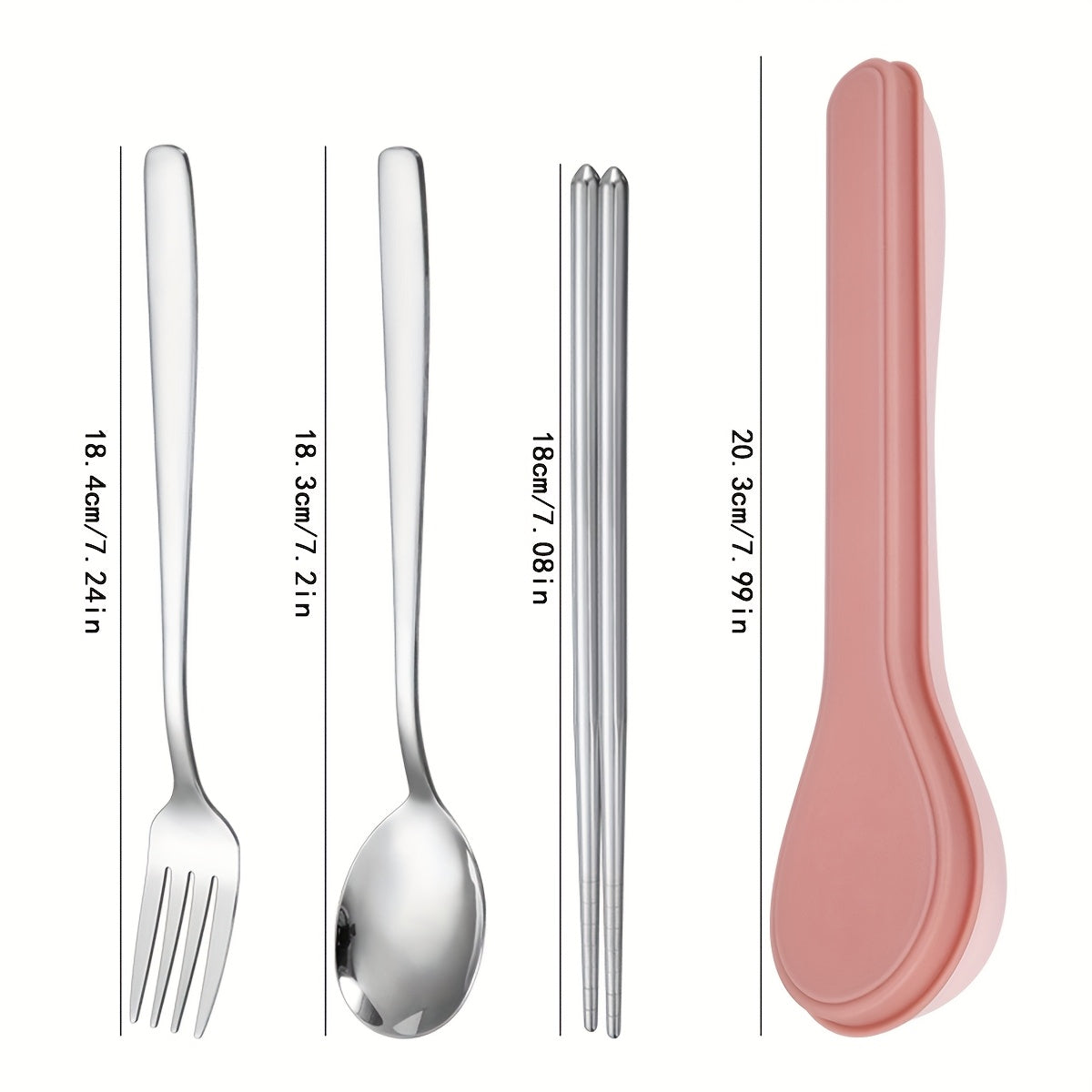 Portable Cutlery Set Stainless Steel Chopsticks Spoon Fork Student Outdoor Three-Piece Set Company Gift for Customers Spoon Portable Cutlery Storage Box Set Outdoor Travel Three-Piece Set Spoon Soup Spoon