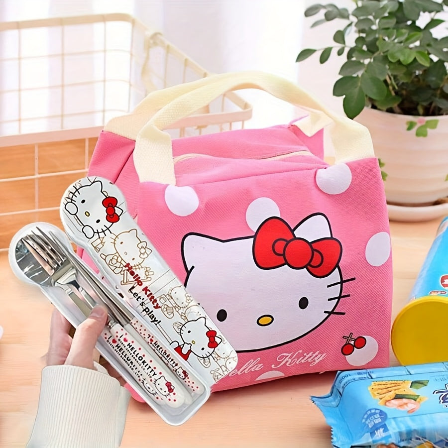 A Lightweight And Easy Outdoor Picnic Lunch Bag Featuring Sanrio Characters, Including a Thermal Hello Kitty Lunchbox. (Non-Food Contact)