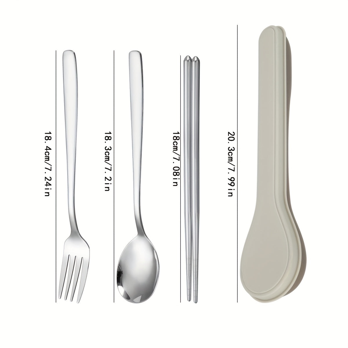 Portable Cutlery Set Stainless Steel Chopsticks Spoon Fork Student Outdoor Three-Piece Set Company Gift for Customers Spoon Portable Cutlery Storage Box Set Outdoor Travel Three-Piece Set Spoon Soup Spoon