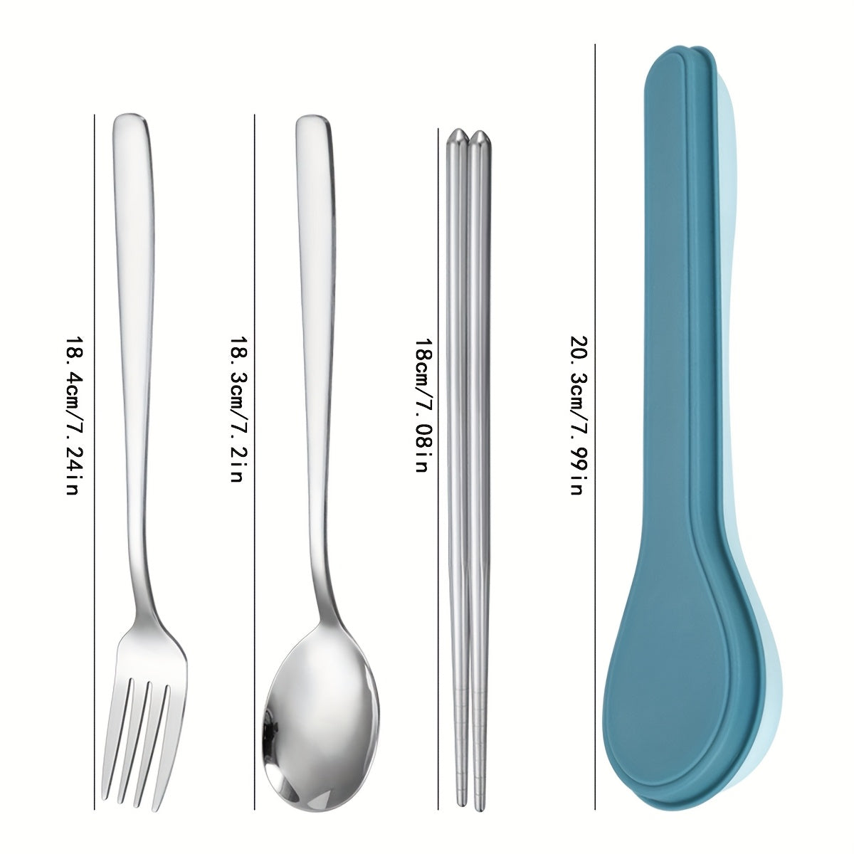 Portable Cutlery Set Stainless Steel Chopsticks Spoon Fork Student Outdoor Three-Piece Set Company Gift for Customers Spoon Portable Cutlery Storage Box Set Outdoor Travel Three-Piece Set Spoon Soup Spoon